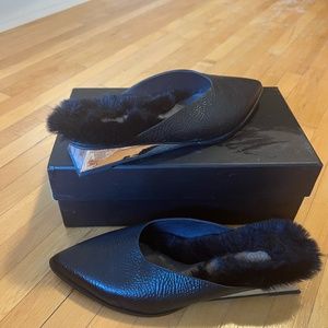 United Nude Leather and Faux Fur Mules size 41 (US 10)